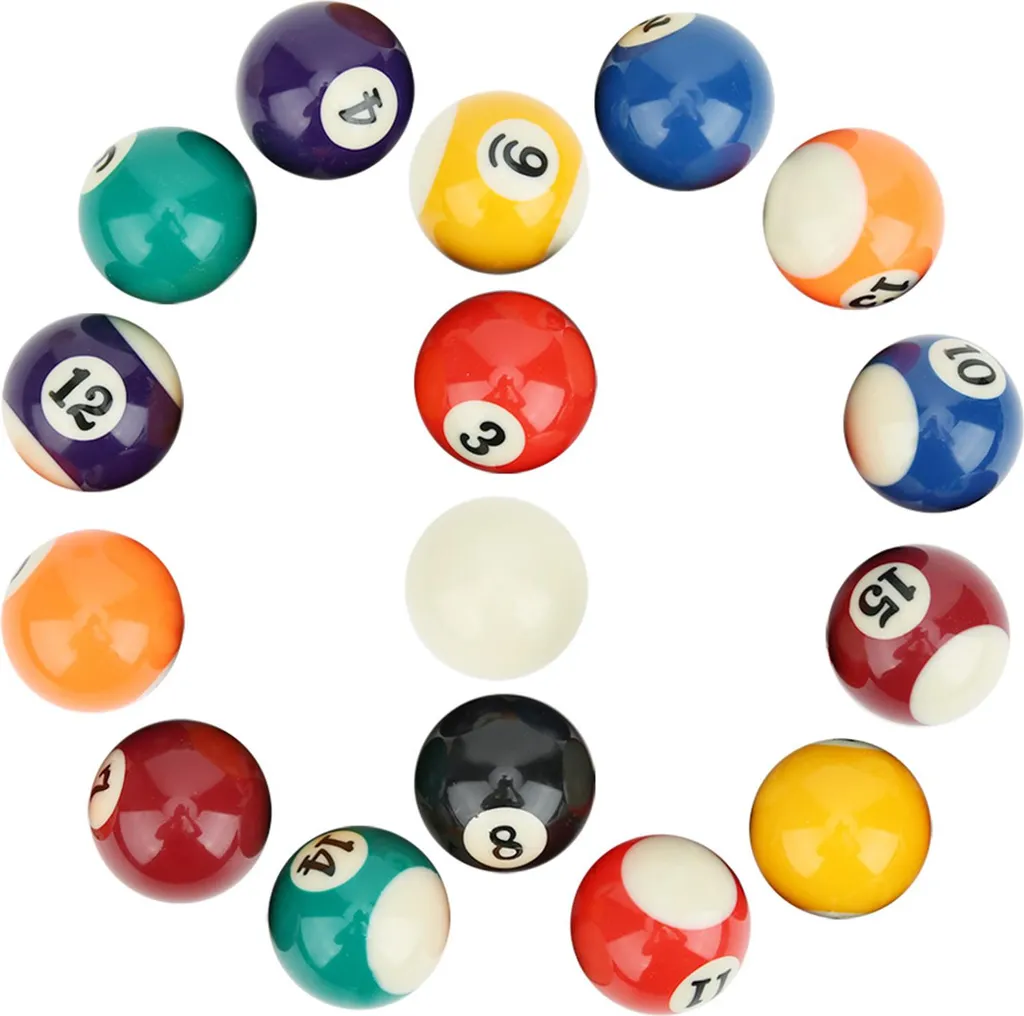 Set 16 Mini Boules Billard 38mm Résine pour Remplacement Table Enfants