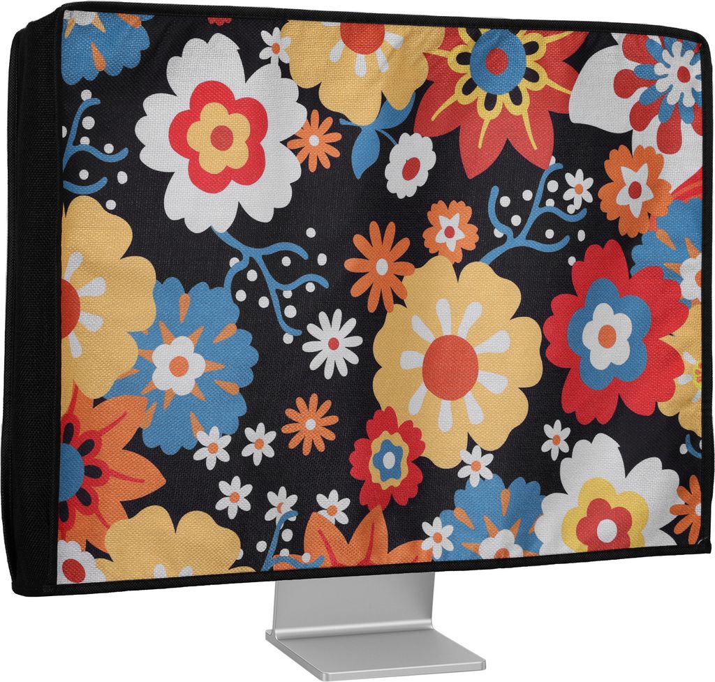 kwmobile Leinen Hülle kompatibel mit 20-22" Monitor - Schutzhülle Staubschutz Abdeckhaube für PC Bildschirm - Computer Screen Cover Staubhaube H...