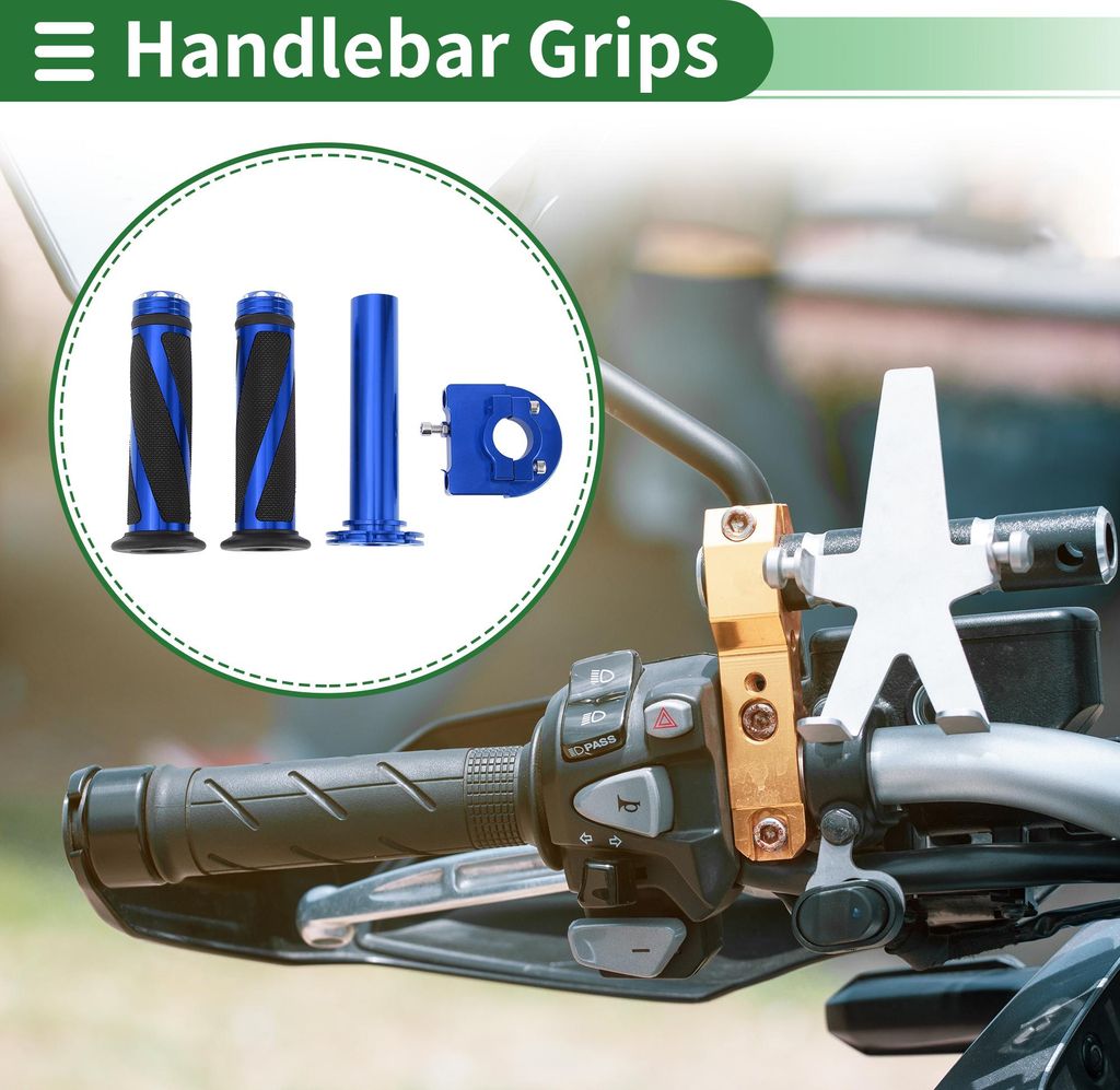 7/8" 22mm 15/16" 24mm Motorrad Lenkergriffe Abdeckung Kit Aluminiumlegierung Gummi Lenkergriffe Blau 1 Set Diamant Twill Muster