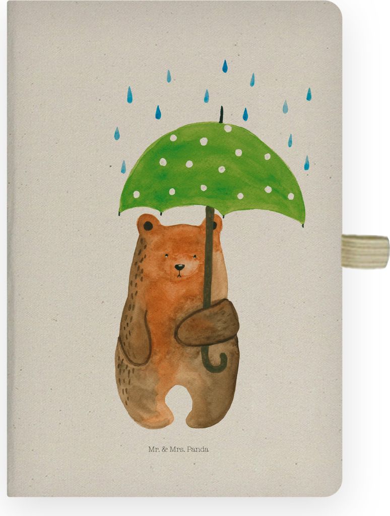 Mr. & Mrs. Panda Journal Bär Regenschirm - Transparent - Geschenk, Liebe, Familie, Tagebuch, Skizzenbuch, Pärchen, a4, Partner, Teddy, kariertes ...