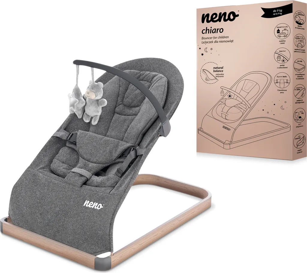 NENO Chiaro Graphit : Transat Bébé Stable pour Libérer vos Mains en Paix