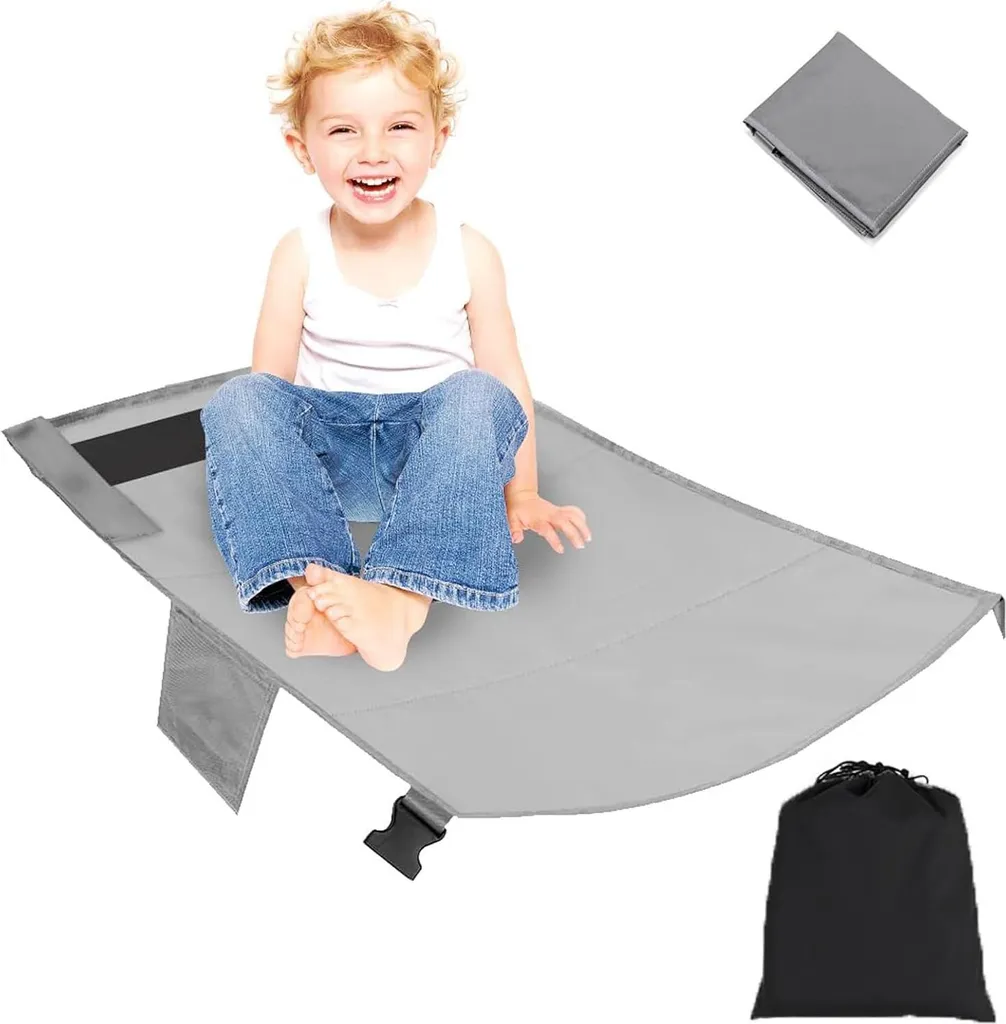 Repose-pieds avion enfant gris - Hamac de siège réglable 79 x 44 cm