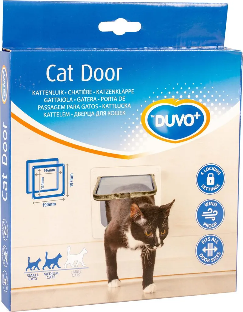 Chatière Duvo+ blanche pour chat et petit chien accès sécurisé 4 positions