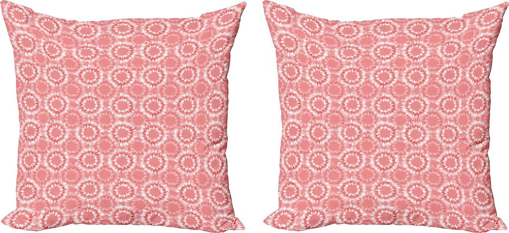 ABAKUHAUS Abstrakt Kissenbezug Set (2Stück), Kreative Hippie-Kreise mit Retro Einflüsse wiederholendes Muster, 50 x 50 cm, Pastel Pink Zinnoberrot