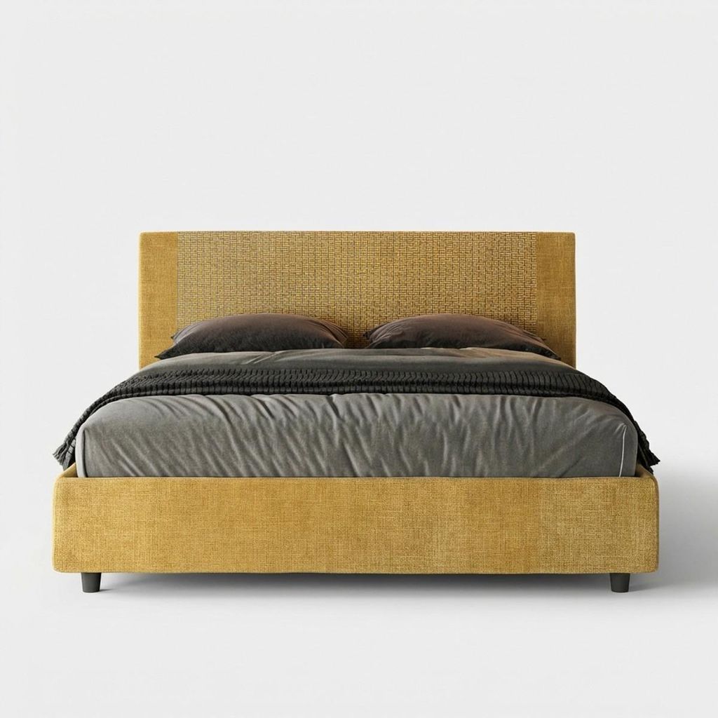 Doppelbett 160x190 mit Bettkasten Stoff Rosal Norris Labirinto - Gelb
