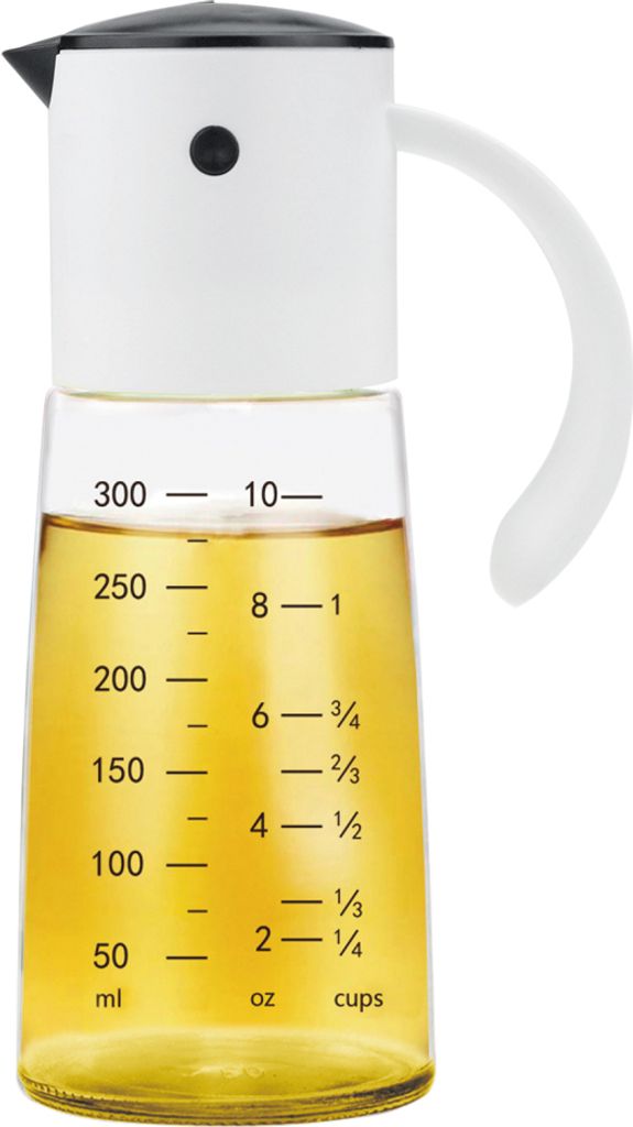 SHD Essig Ölkännchen aus Glas mit Messskala 300ml Karaffe mit Deckel Sahnegießer Dispenser Dosierer