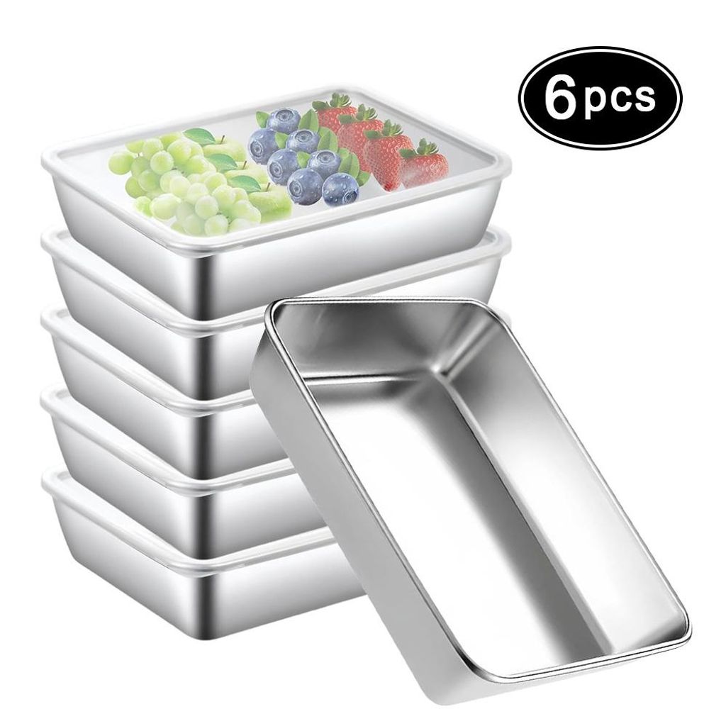 6 Stück Backblech Edelstahl Rechteckig Auflaufform Fettpfanne Ofenform Backofen Auflaufform Edelstahl Rechteckig Backform 25x20x5cm Vierkantpfanne