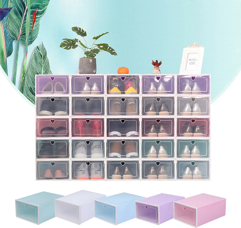 Rangement chaussures empilable bleu avec tiroir transparent x20