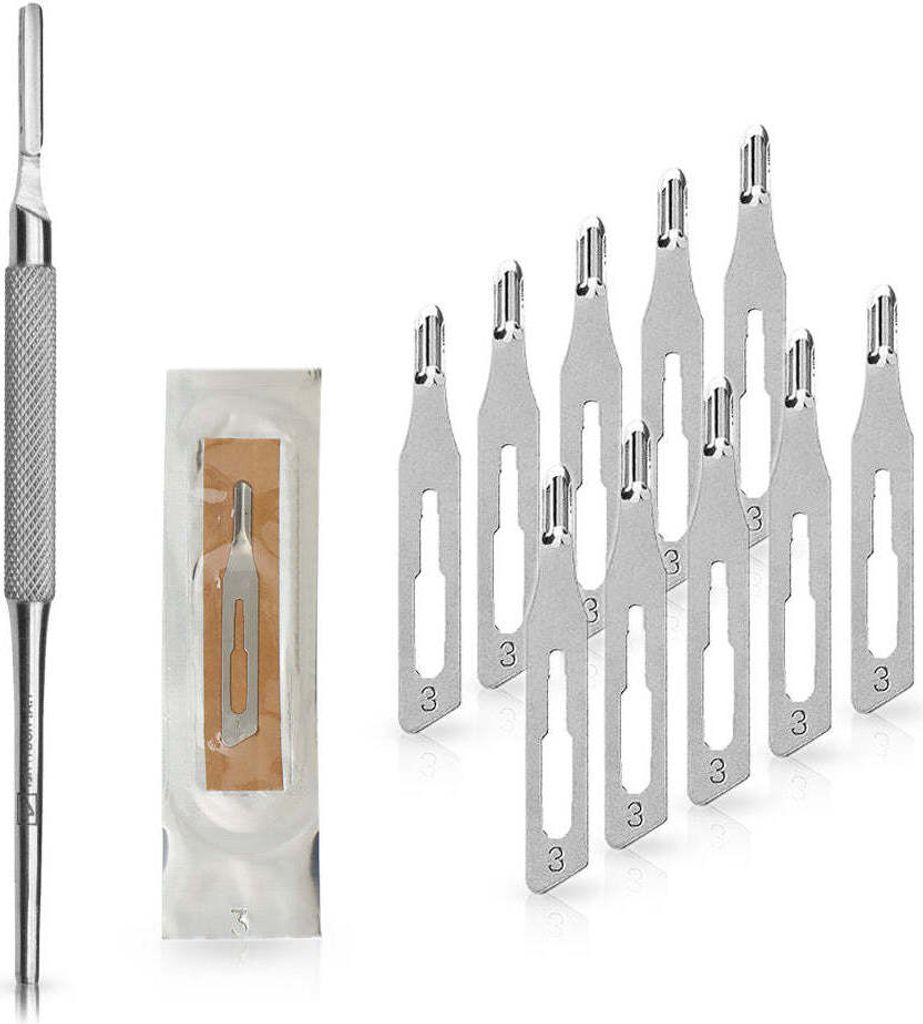 Podologie Skalpell Set: Profi Edelstahl Halter & 10x Produktbild 