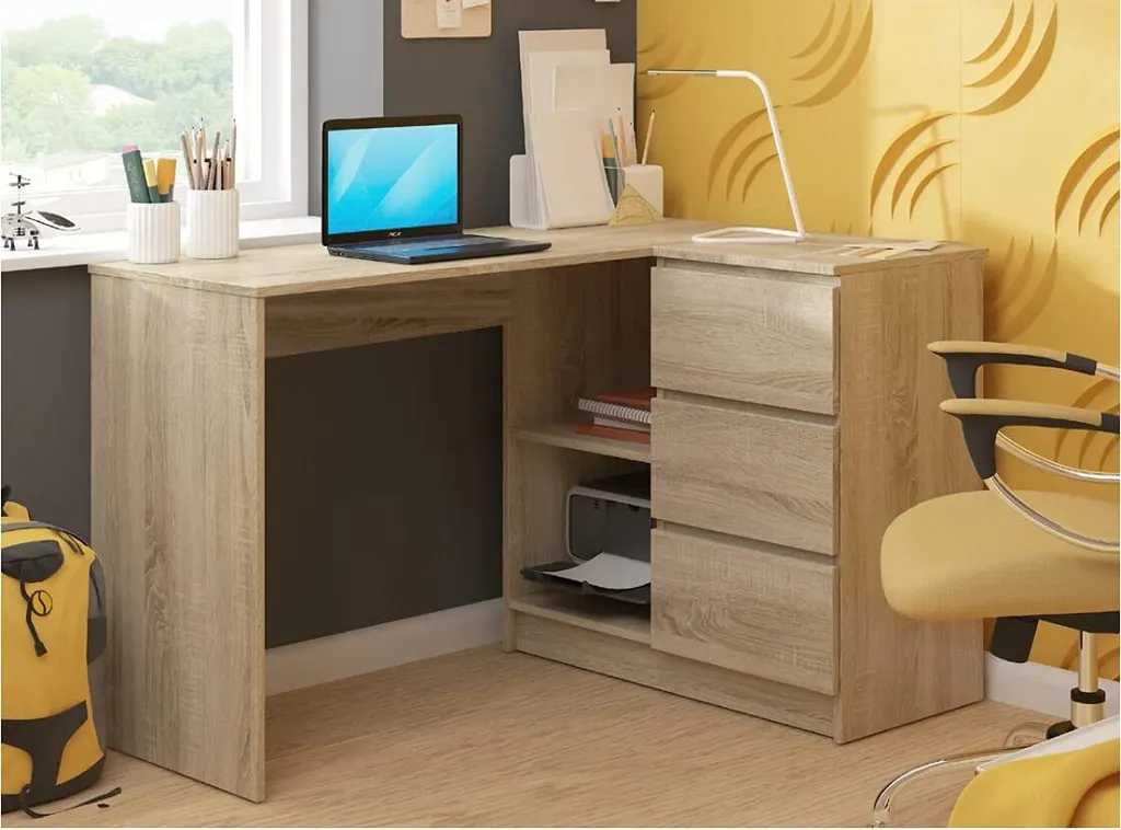 Bureau d'angle avec rangements Chêne Sonoma, poste de travail complet - 4