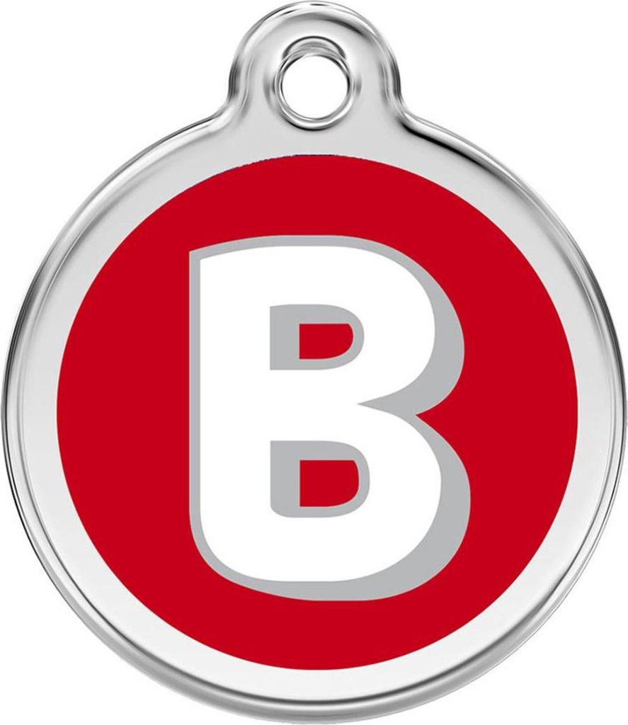 RedDingo Hundemarke mit individueller Gravur Buchstabe B rot, Größe: S