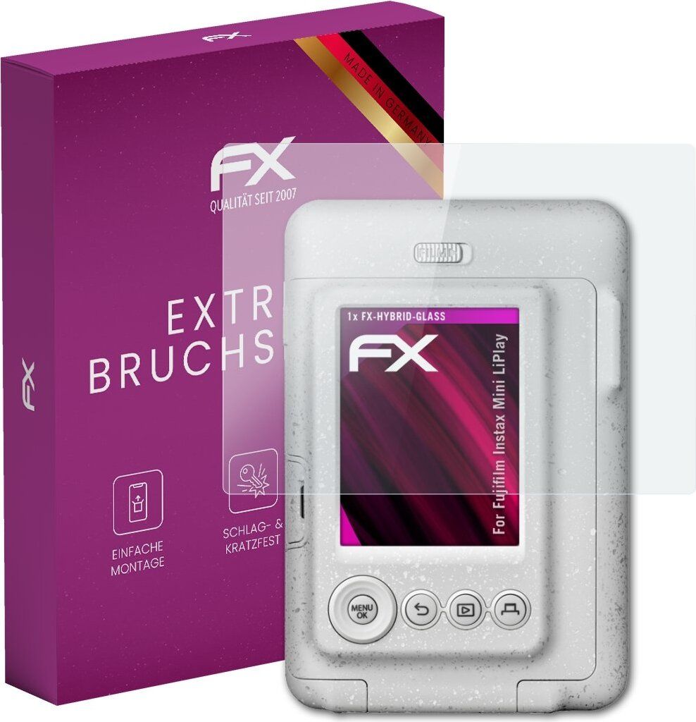 atFoliX FX-Hybrid-Glass Displayfolie kompatibel mit Fujifilm Instax Mini LiPlay Glasfolie