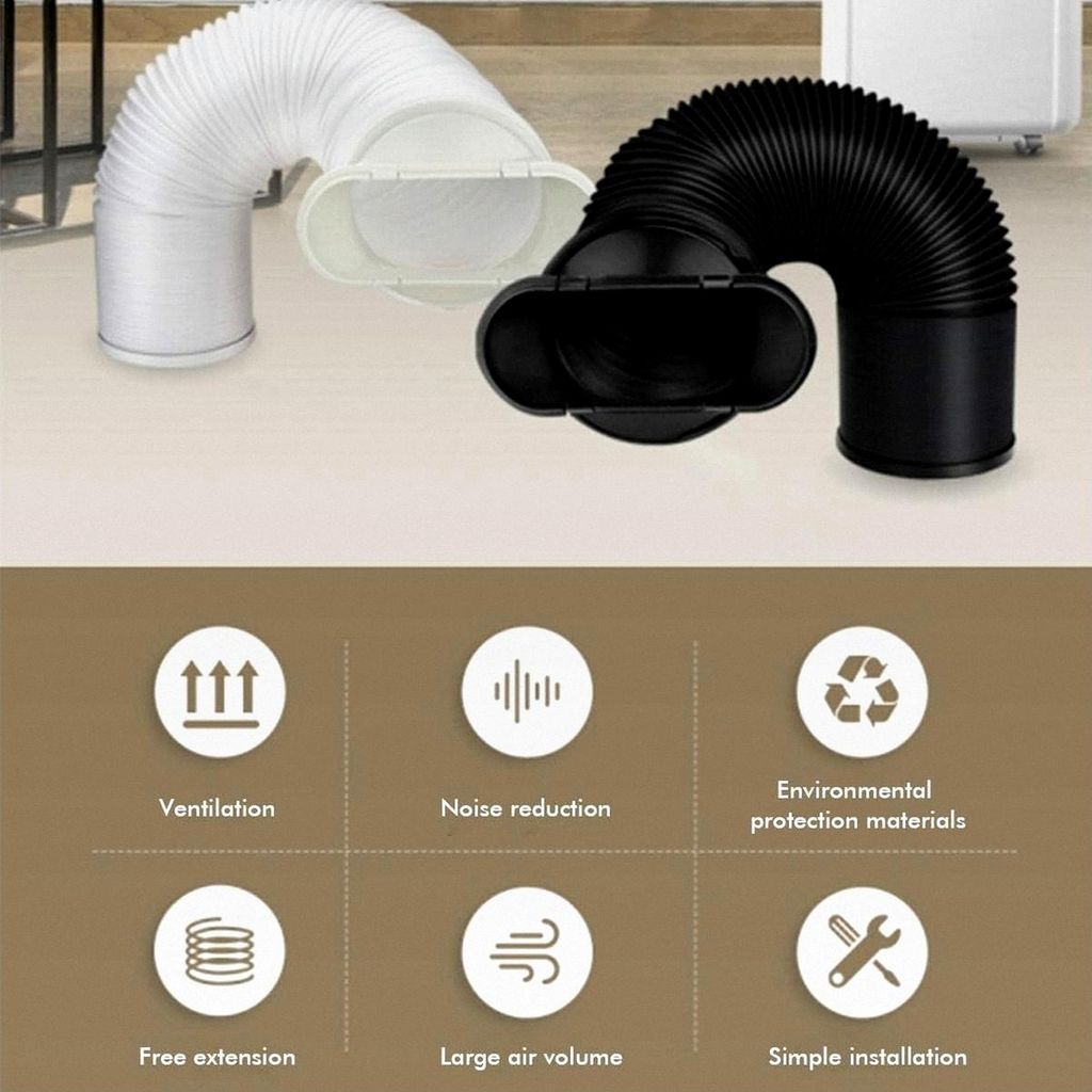 Flexibler Abluftschlauch für mobile Klimaanlagen, Wäschetrockner, Dunstabzugshaube (Weiß, 15 cm Anschluss)