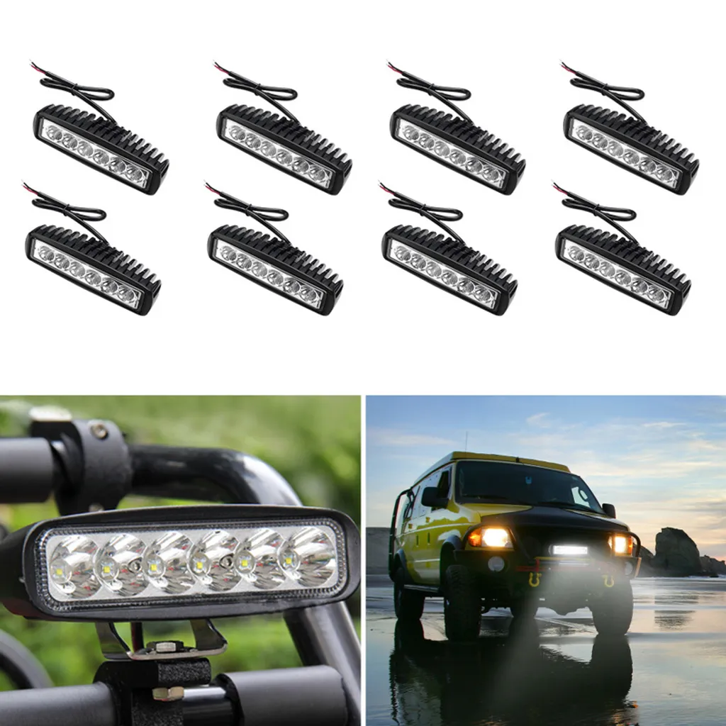 Jiubiaz LED luce di lavoro 12V 24V LED faro trattore luce di lavoro, Led faro 12v trattore per offroad, SUV, ATV, Led faretto auto 18W, 10 pezzi