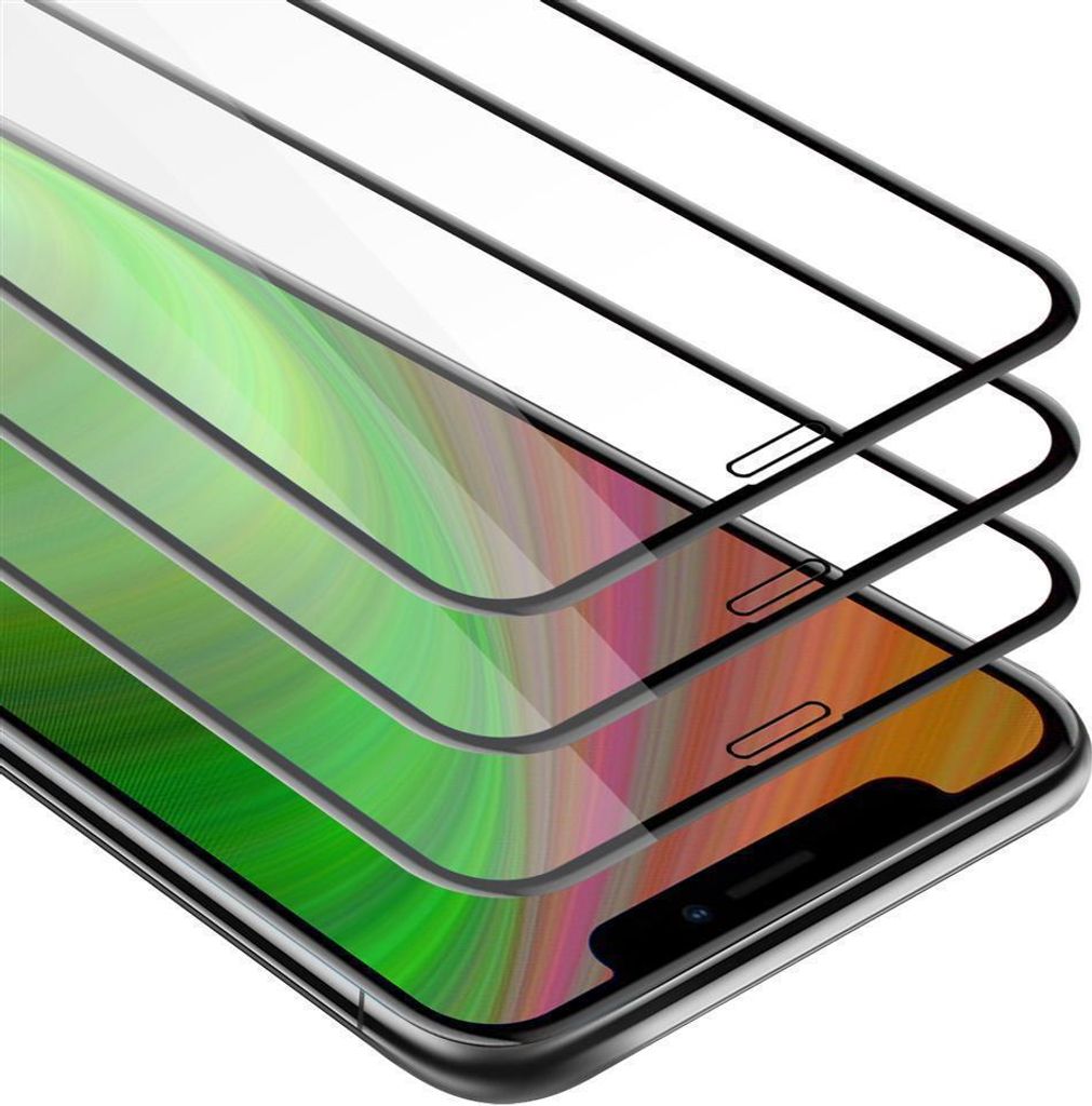 Cadorabo 3x Vollbild Panzer Folie für Apple iPhone XR Schutzfolie in Schwarz Tempered Display-Schutzglas
