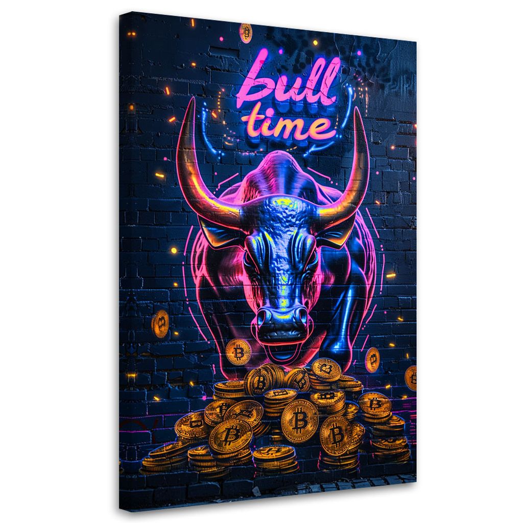 Leinwandbild KI Bulle Bitcoin 60x90 Feeby Violett bild für die wand bereit zum aufhängen