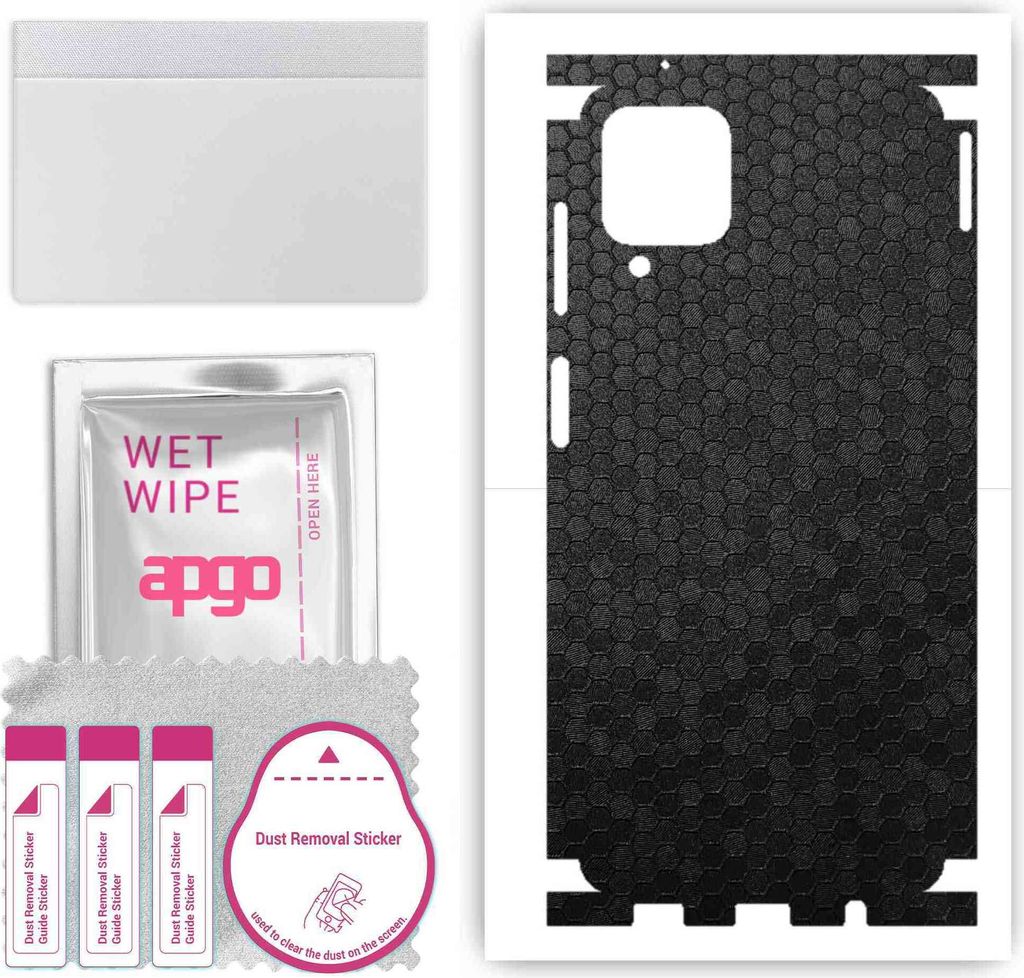 apgo Rückseite + Seiten Schutzfolie, Skin, kompatibel mit Samsung Galaxy A12, Hinten Displayschutzfolie aus Vinylfolie, kratzfest, einfache Montag...