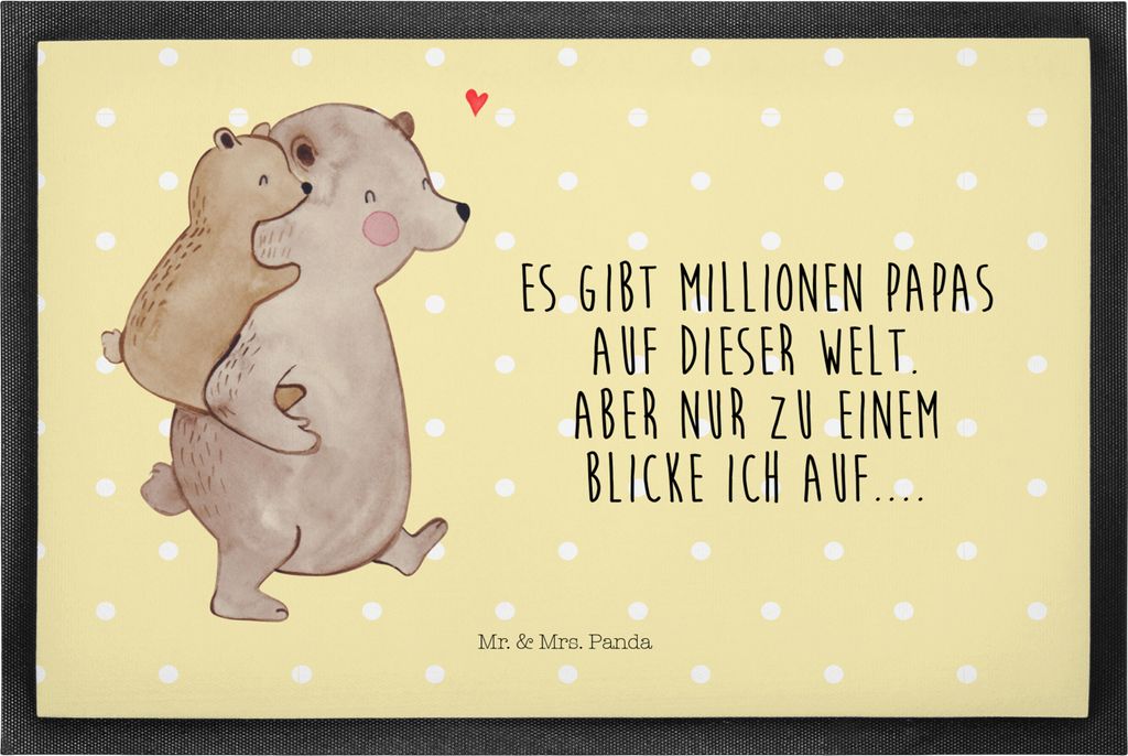 Mr. & Mrs. Panda fußmatte Papa Bär 50 x 75 cm - Gelb Pastell - Geschenk, Vatertag, Geburtstag, Schmutzfangmatte, Schmutzfänger, Outdoor-Matte, M...