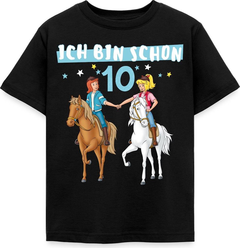 Spreadshirt Bibi & Tina Geburtstag Ich Bin Schon Zehn Kinder T-Shirt, 110/116 (5-6 Jahre), Schwarz