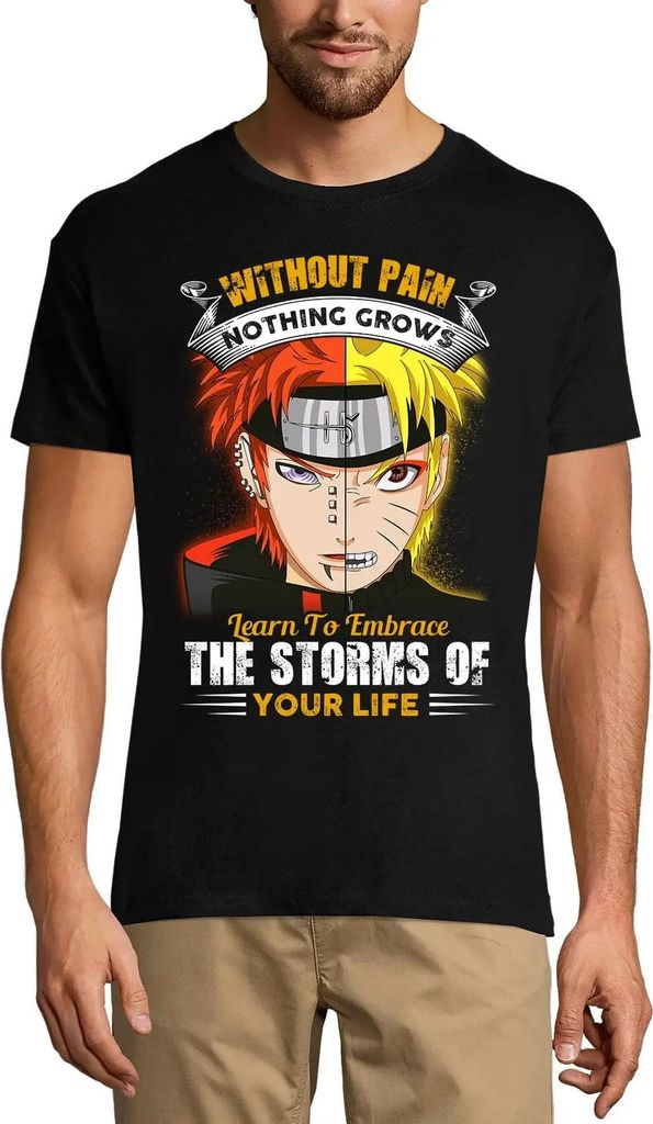 Herren Grafik T-Shirt Ohne Schmerz wächst nichts – Without Pain Nothing Grows – Öko-Verantwortlich Vintage Jahrgang Kurzarm Lustige Druck Geb...