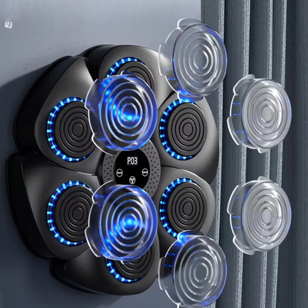 Machine de boxe musicale Bluetooth connectée avec gants XL noirs