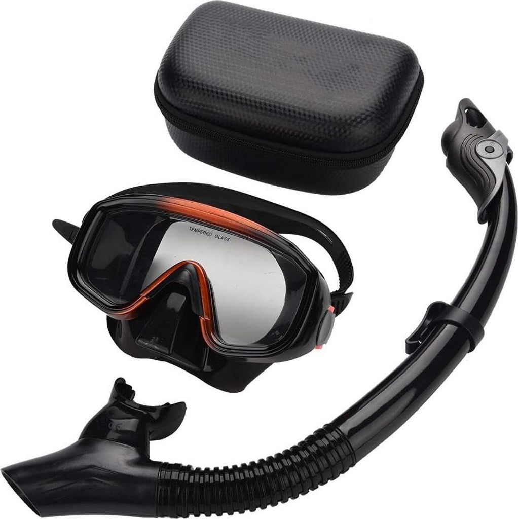 Tauchen Schnorchelset mit Großwinkelobjektiv und Trocken-Schnorchel - Schwimmbrille für Unterwasser-Schwimmen und Schnorcheln