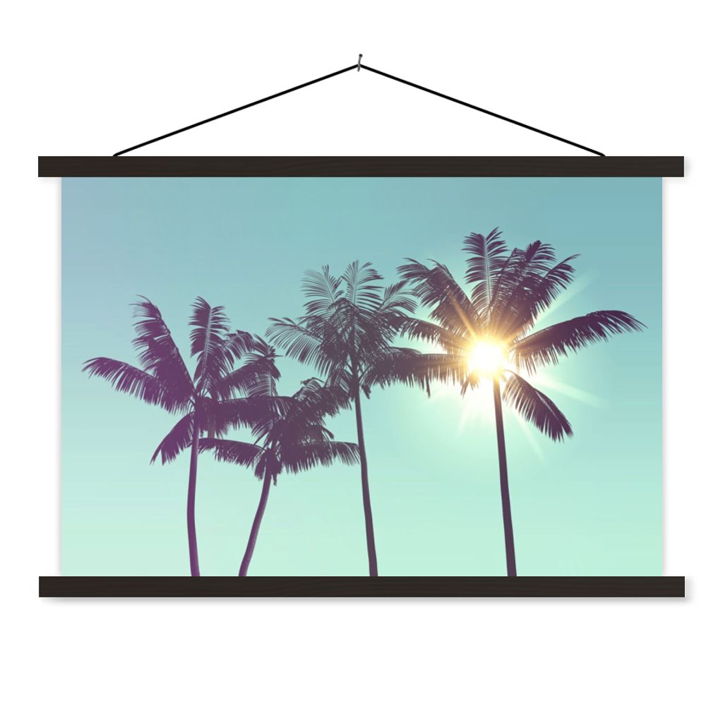 MuchoWow Textilposter Palmen - Sommer - Sonne 120x80 cm mit schwarzem Rahmen - Wanddeko