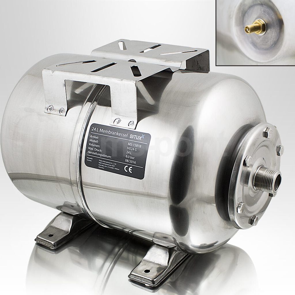 Bituxx Edelstahl Membrankessel 24L Silber MS-15818 Produktbild 