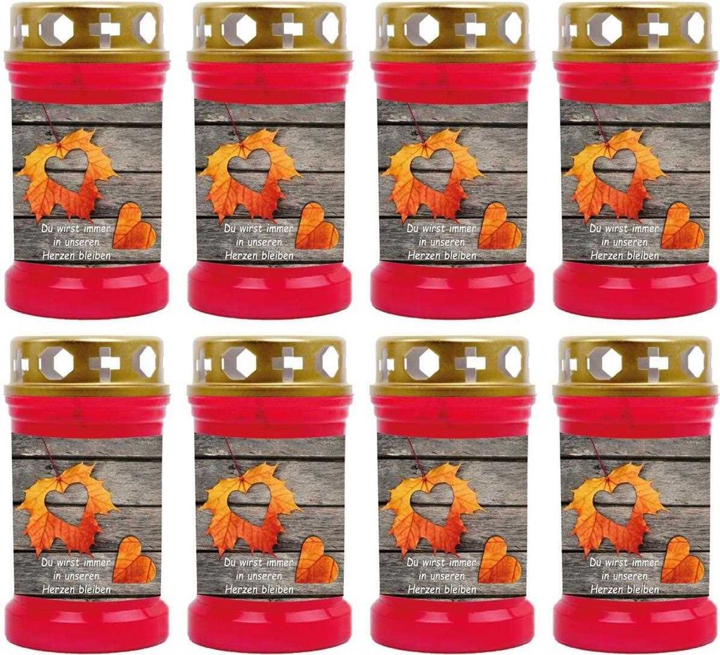 Grabkerze Rot 8er Pack, Brenndauer: 40 Stunden ( je Kerze Produktbild 