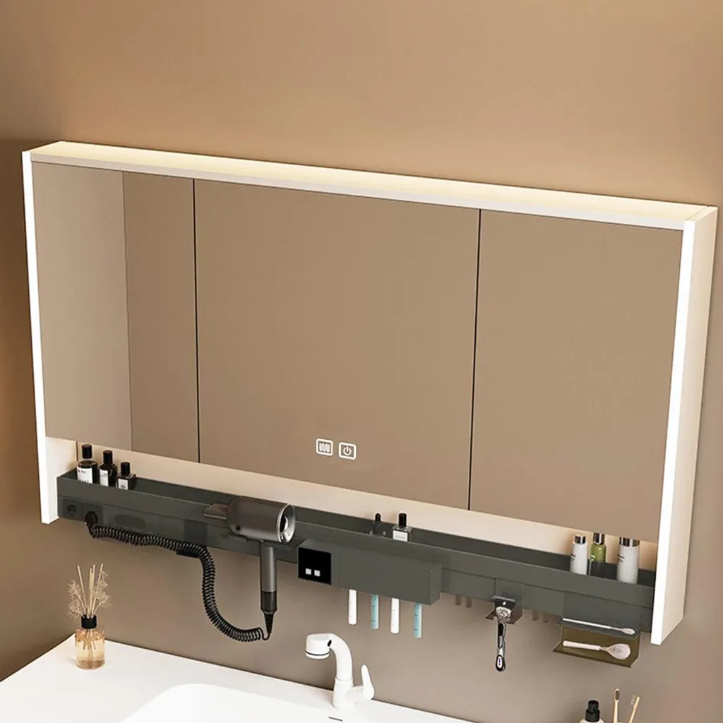 Armoire miroir LED 100cm technologie anti-buée et éclairage moderne