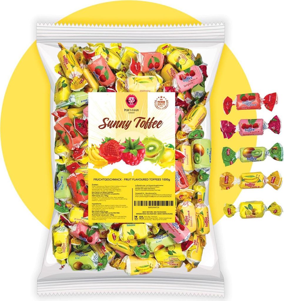 PERE’S CANDY Süßigkeiten Großpackung 1kg - Sunny Toffee - Produktbild 