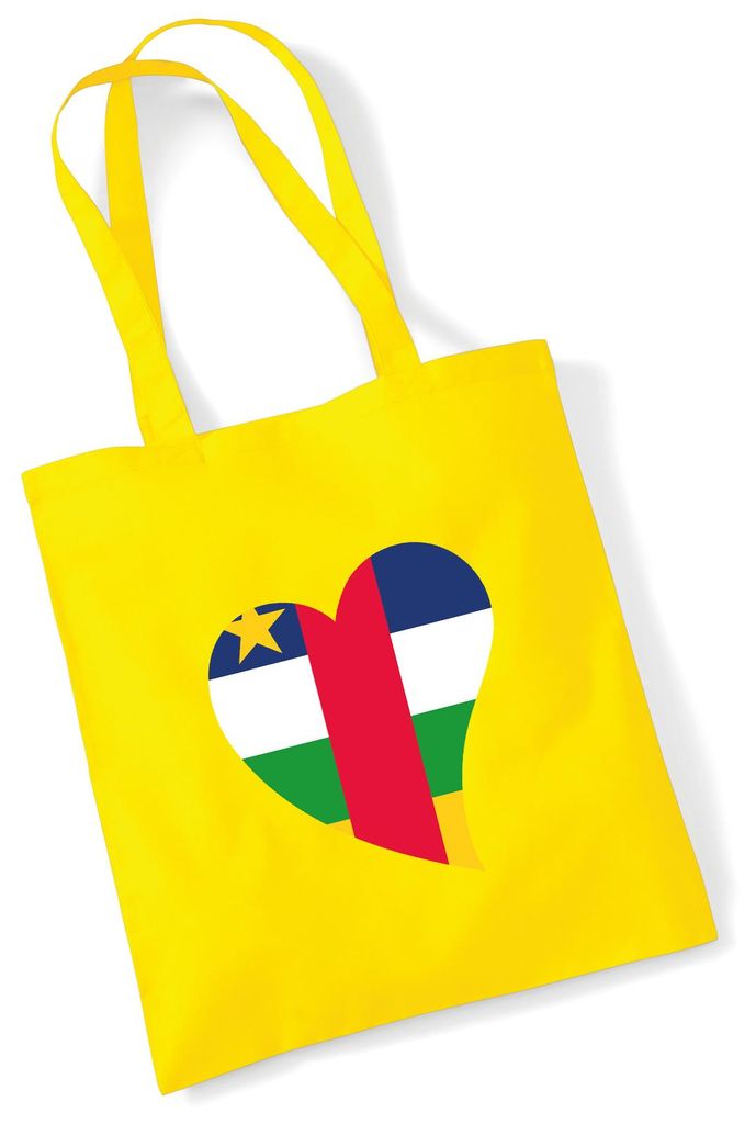 Huuraa Jutebeutel Zentralafrikanische Republik Flagge Herz 10 Liter Yellow Baumwolle Tasche Geschenkidee