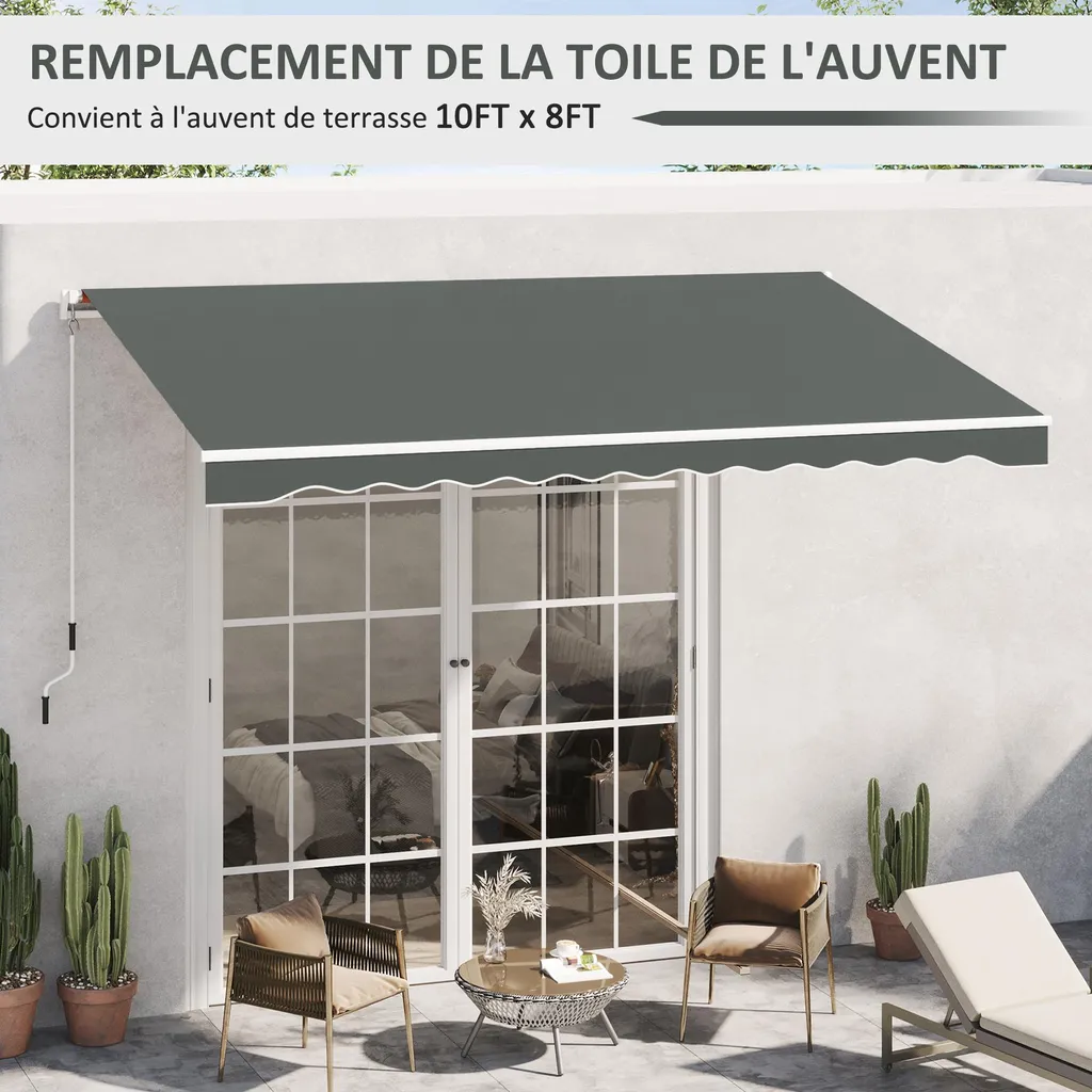 Lambrequin de Rechange pour Store banne gris - 280g/m2 - Polyester UV - 8