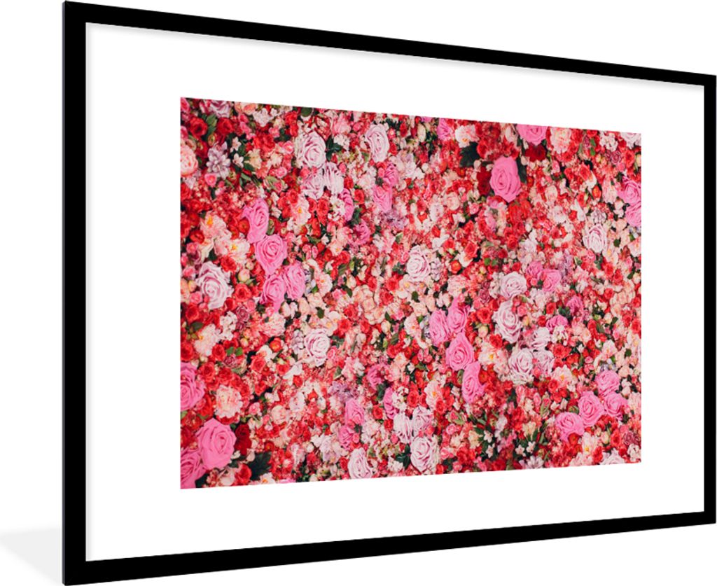 MuchoWow Gerahmtes Poster Blumen - Farben - Rosen 90x60 cm - Poster mit Schwarzem Bilderrahmen Wandposter Rahmen Foto Bilder - Wanddekoration - F...