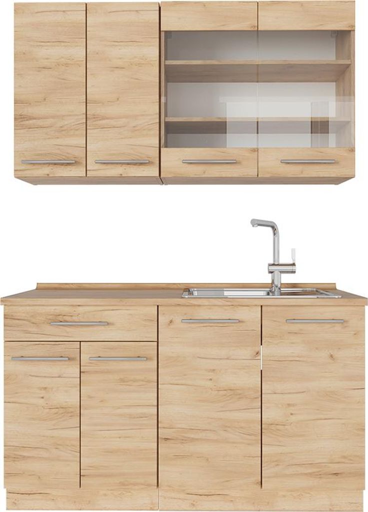 Vicco Singleküche Fame-Line, 140 cm ohne Arbeitsplatte, Goldkraft Eiche/Goldkraft Eiche