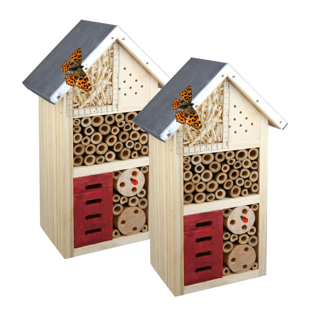 2 x Insektenhotel - Bienenhaus - Höhe 26 cm - Insektenhaus aus Holz