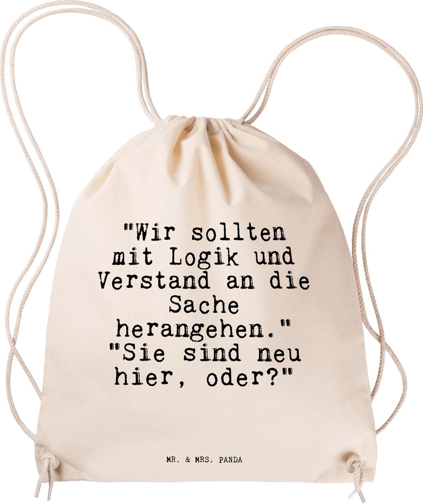 Mr. & Mrs. Panda Turnbeutel "Wir sollten mit Logik... - Transparent - Geschenk, Kollegin, gymnastiktasche, Arbeitskollegin, Mitarbeiter, Büro, Jut...