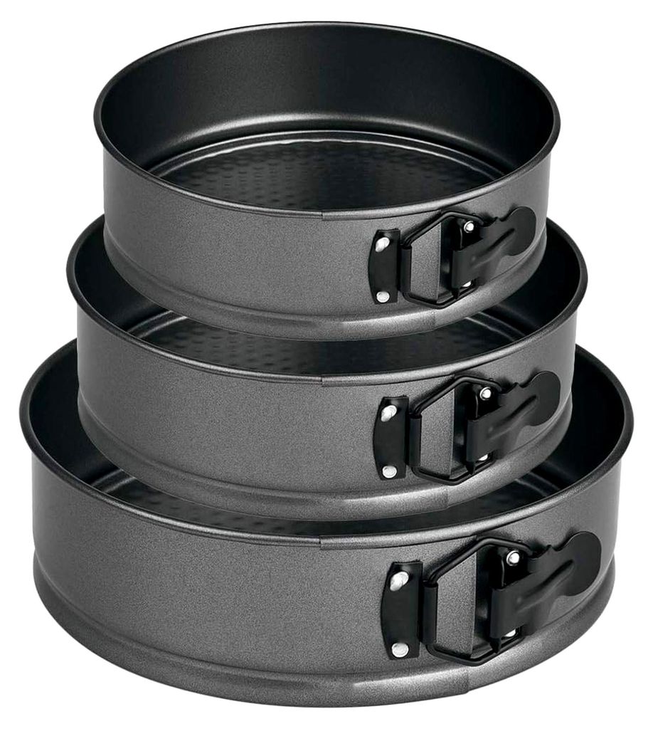 Backform mit Antihaftbeschichtung - Runde Kuchenform - Springform mit Servierboden - Kohlenstoffstahl - Set von 3 - Ø 22, 24 und 26 cm