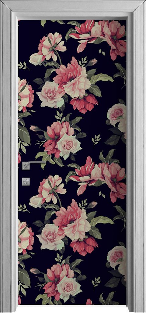 Tür Selbstklebende 80x210 cm Türfolie Türtapete Klebefolie - Blümchenmuster mit Blumen