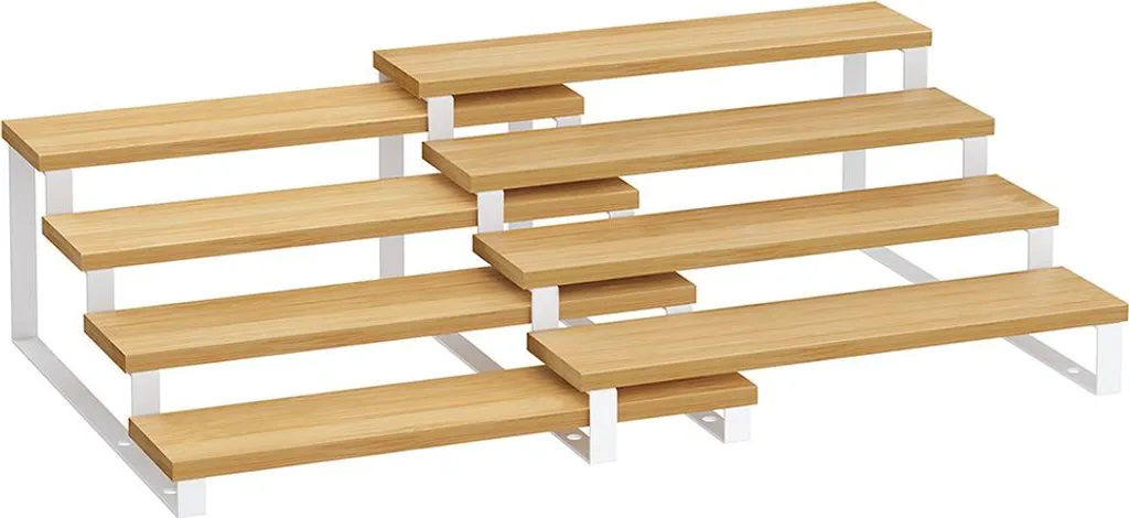 Étagères à épices lot de 2 avec 4 tablettes beige naturel et blanc
