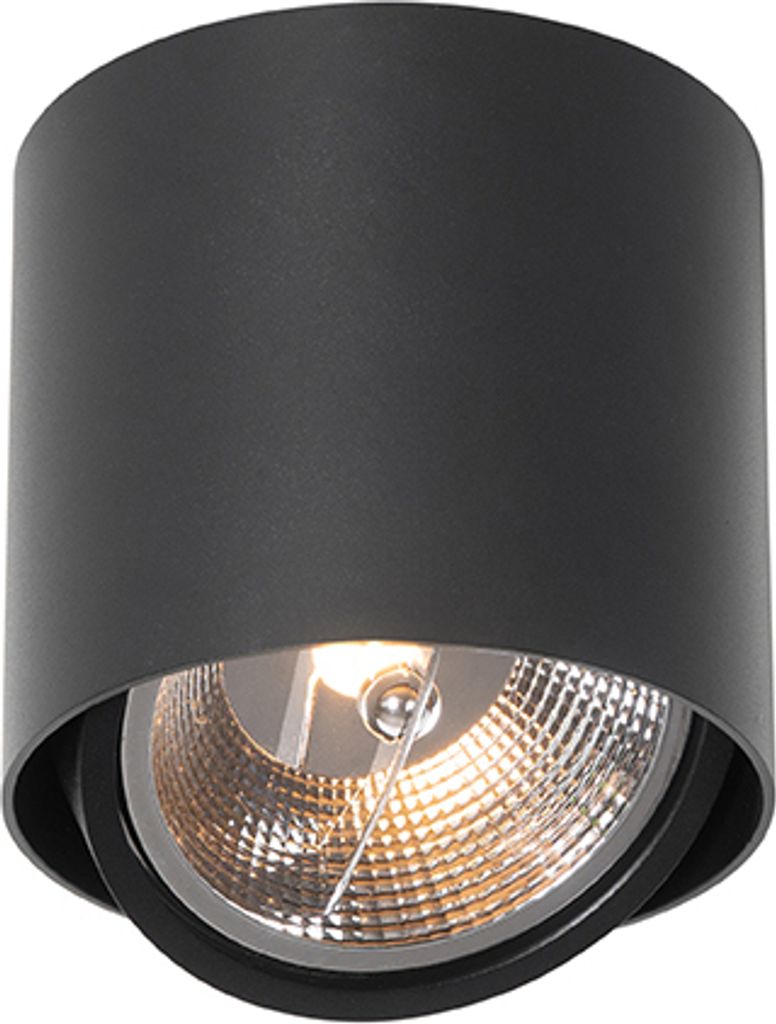 QAZQA - Design AufbauWand Spot I Spotlight I Deckenspot I Deckenstrahler I Strahler I Lampe I Leuchte schwarz verstellbar GU10 111mm - Impact I Woh...