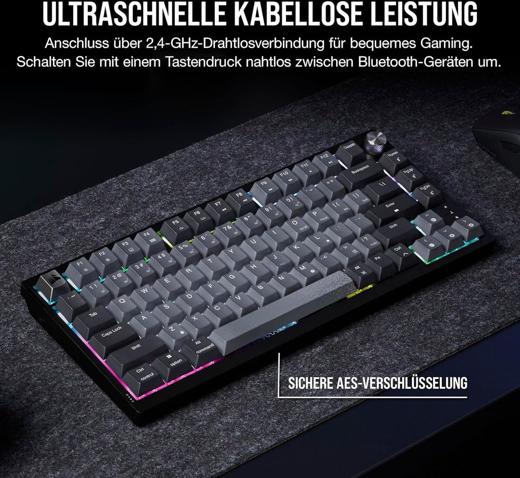 Corsair K65 PLUS WIRELESS 75 % RGB, 75%, Bezprzewodowy, RF
