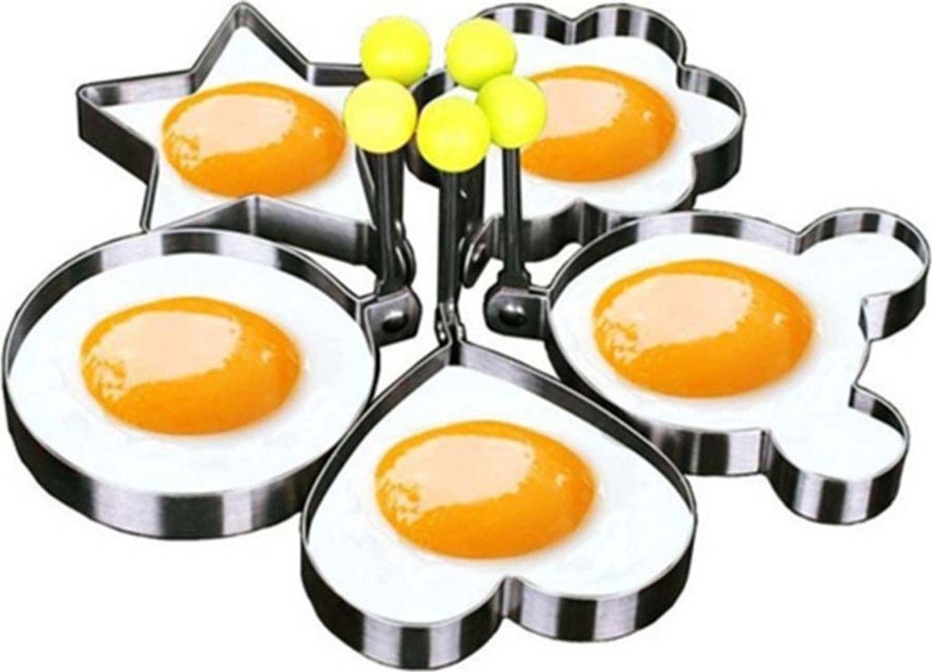 5 Stück Omelett Mold aus Edelstahl Ei Rings Fried Egg Ringe Spiegelei Form Eierpfannkuchenringe für Spiegeleier Pfannkuchen