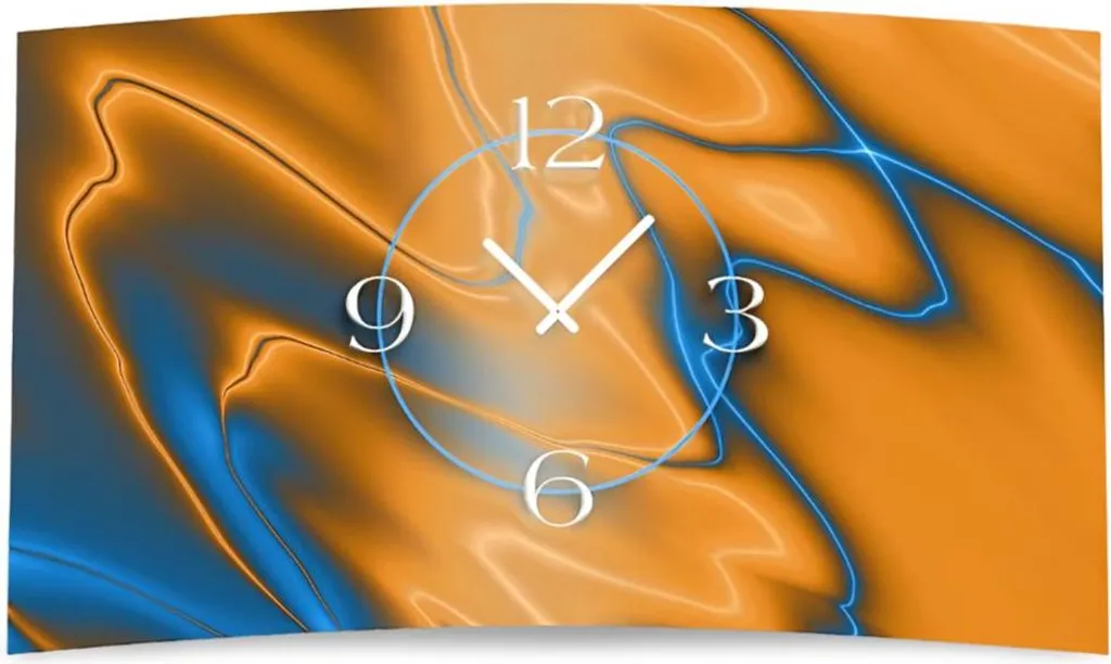 Horloge murale design dixtime 3D-0187 en cuivre et bleu cobalt abstrait