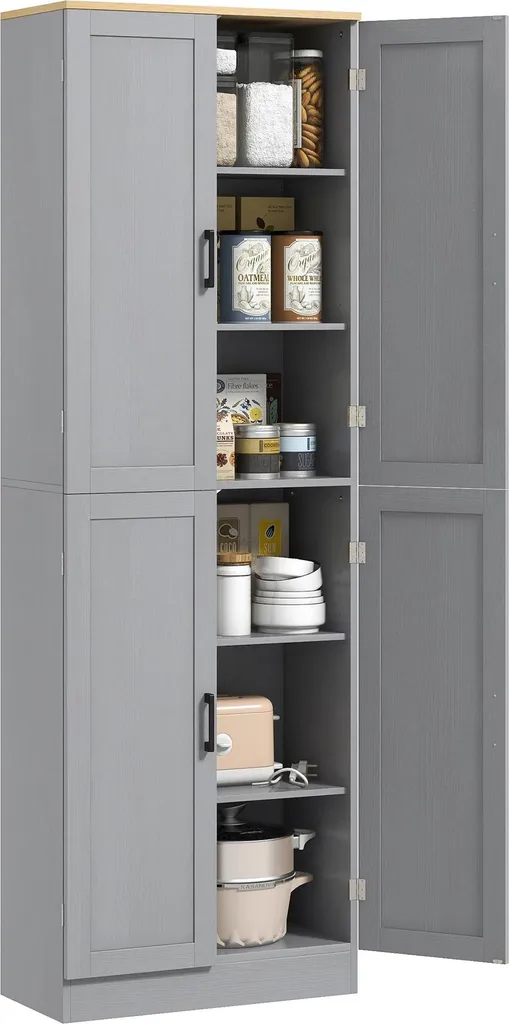Armoire de cuisine 60x30x171 cm bois gris clair à étagères réglables
