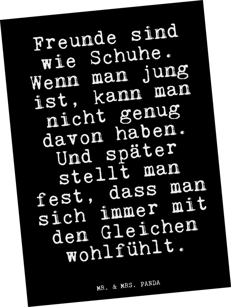 Mr. & Mrs. Panda Postkarte Freunde sind wie Schuhe.... - Schwarz - Geschenk, Ansichtskarte, bester Freund, Sprüche, Motivkarte, Postkarten, Schuhe...