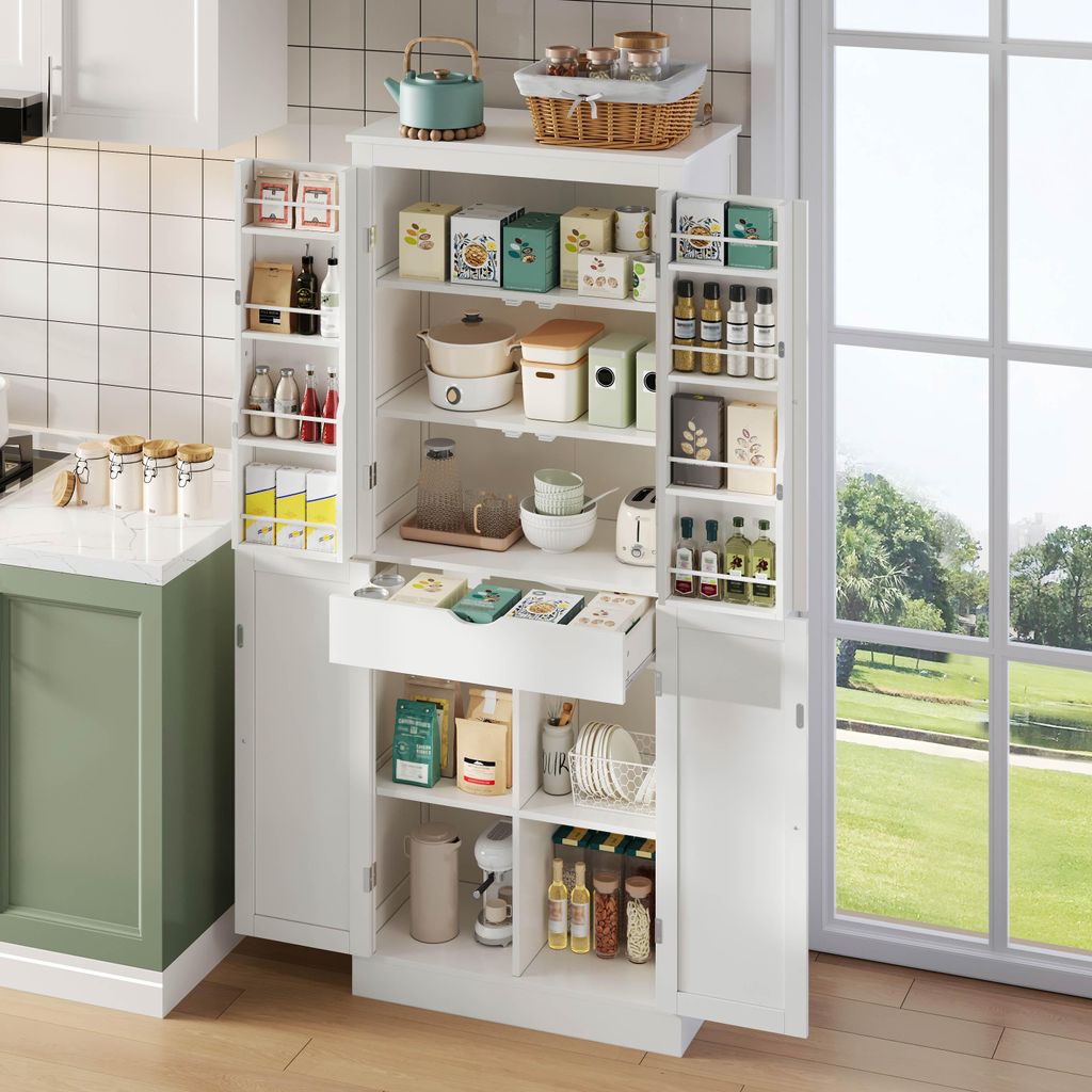 OKWISH Buffet Haut avec 2 Portes et Tiroirs - Meuble de Image du produit 