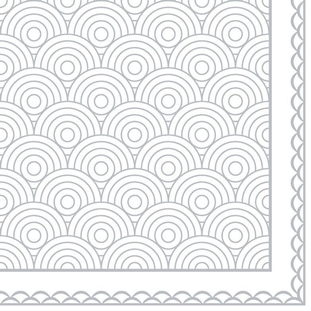 8x20 Servietten, 3-lagig 1/4-Falz 33 cm x 33 cm "Ornamentation silver"