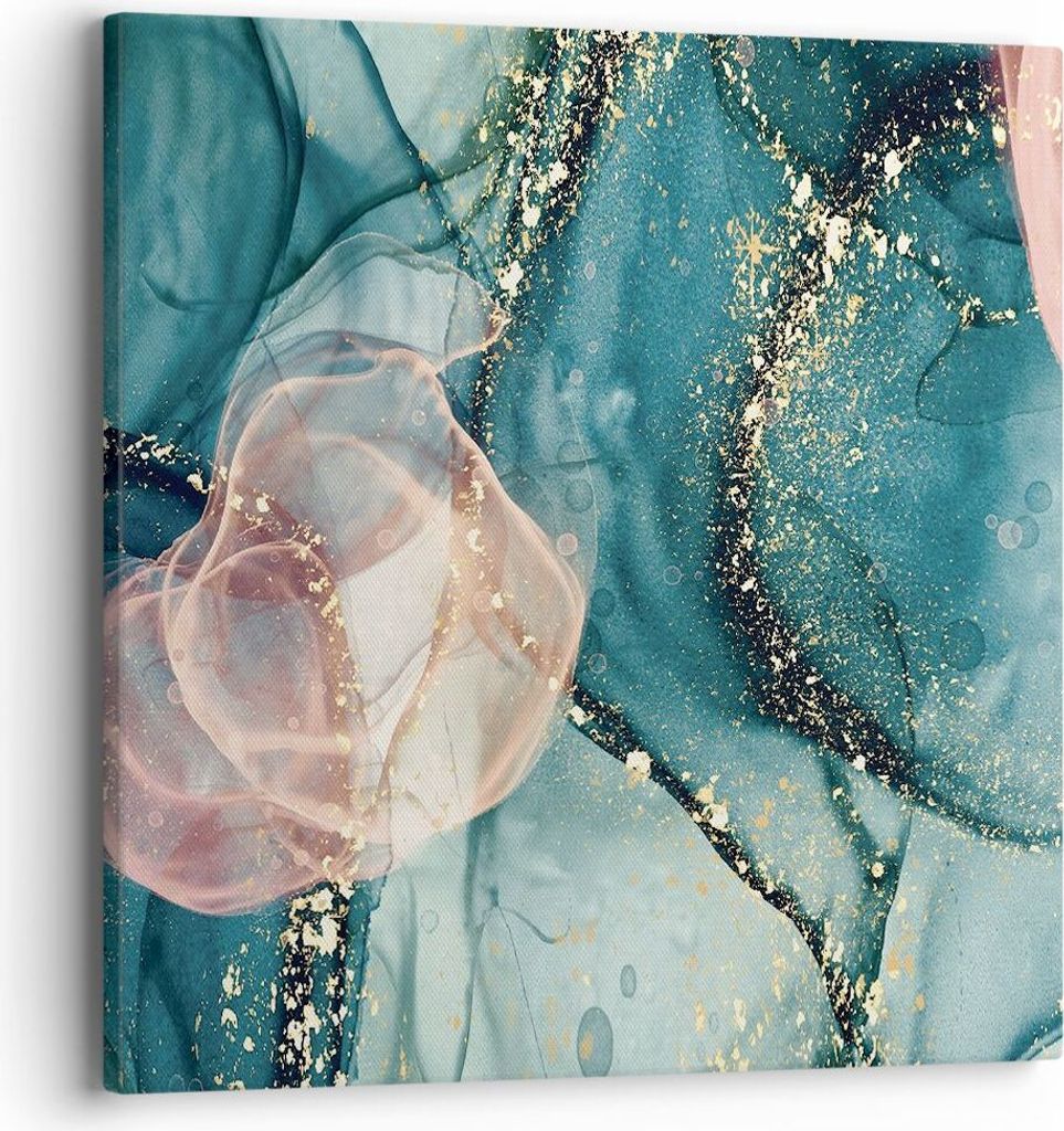 Bild auf Leinwand - Leinwandbild - Einteilig - Flüssigkeit Gold Rosa - 40x40cm - Wand Bild - Wanddeko - Wandbilder - Leinwanddruck - Bilder - Wand...