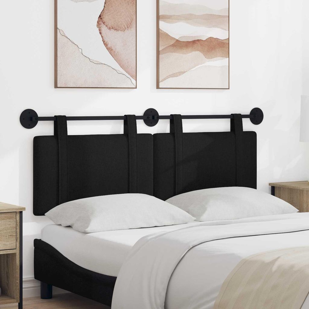 (Robust Möbel)Hängevorderseite Wandmontiert 1 PC eleganten Look - CLORIS - für Schlafzimmer - Uni Schwarz 150x55x5 cm Stoff - Kopfteile NeuM...